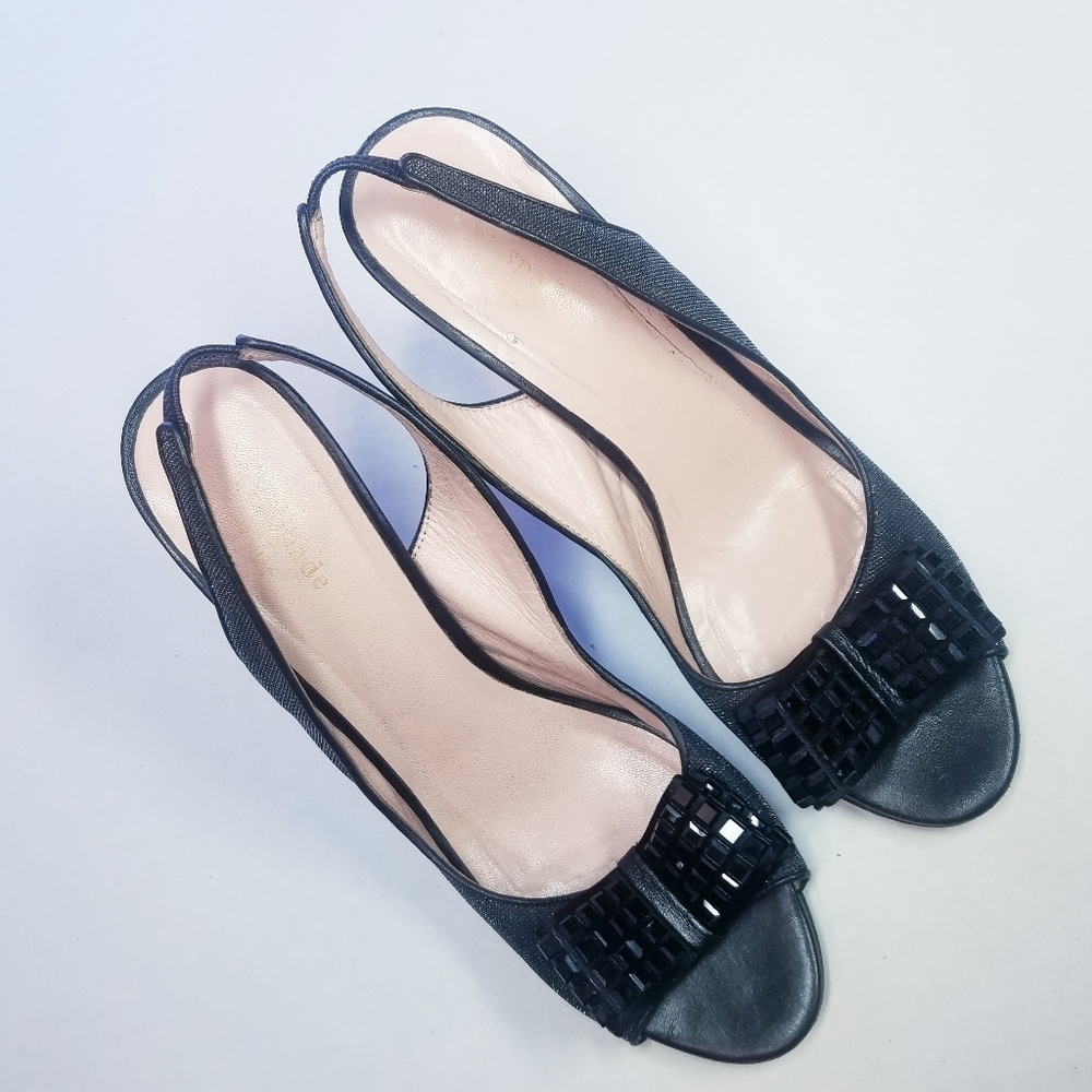 Kate Spade | Kitten Heel Black Bow,‎ size 8.5 - Picture 7 of 9